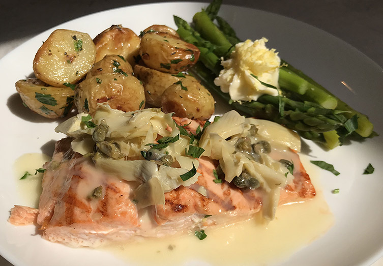 Salmon Piccata Dinner