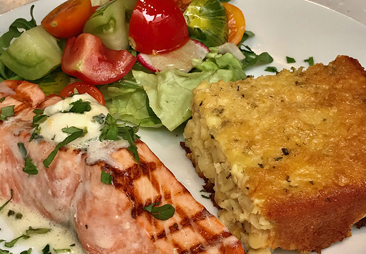 Salmon with basil butter